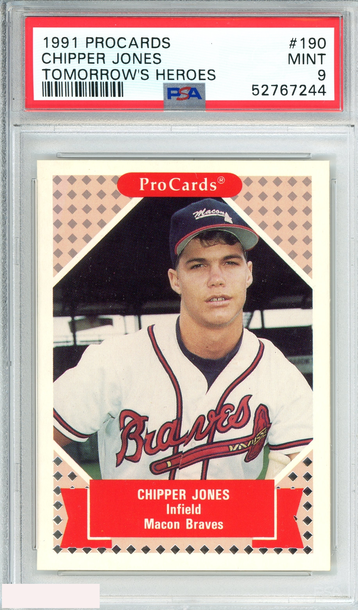 1991 PROCARDS CHIPPER JONES #190 TOMORROWS HEROES BRAVES ROOKIE RC PSA 9 MINT