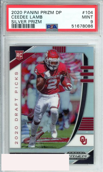 2020 PANINI PRIZM DP CEEDEE LAMB #104 SILVER PRIZM COWBOYS ROOKIE RC PSA 9 MINT