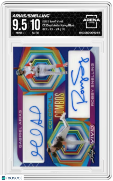 2022 Leaf Vivid Arias/Snelling #CC-13 Dual Auto Navy Blue /30 Arena Club 9.5 Auto 10