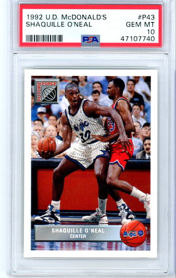 Shaquille O'Neal 1992 Upper Deck UD McDonald's #P43 Rookie Card RC PSA 10 Gem Mint