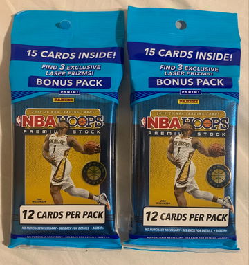 2 x 2019-2020 Panini Hoops Premium Stock NBA Basketball Multipack / Cello Pack