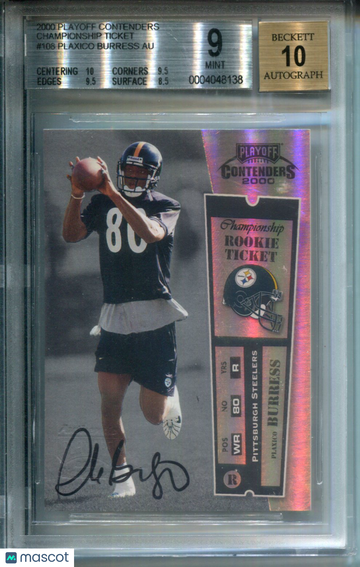 2000 Playoff Contenders Championship Ticket Plaxico Burress #108 BGS 9 Auto 10