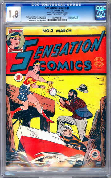 SENSATION COMICS #3 CGC 1.8 *3RD WONDER WOMAN COVER APP* H.G. PETER CVR ART 1942
