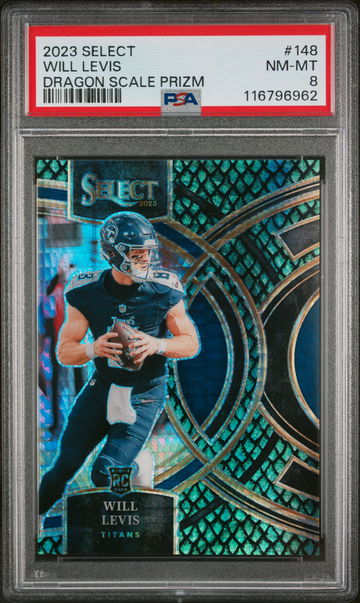 2023 Panini Select Dragon Scale Prizm Will Levis #148 RC Premier Level /70 PSA 8