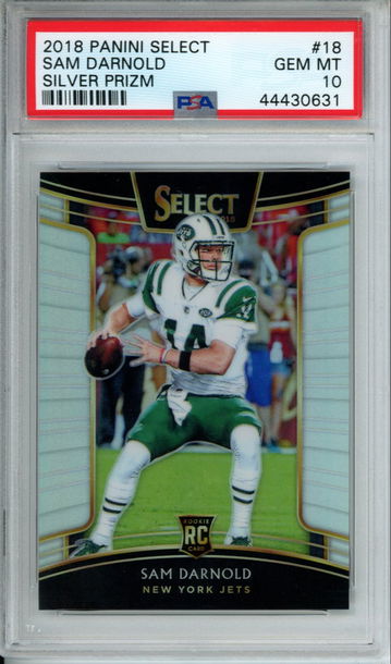 SAM DARNOLD 2018 Panini Select Silver Prizm #18 PSA 10 GEM MT Jets Carolina Panthers