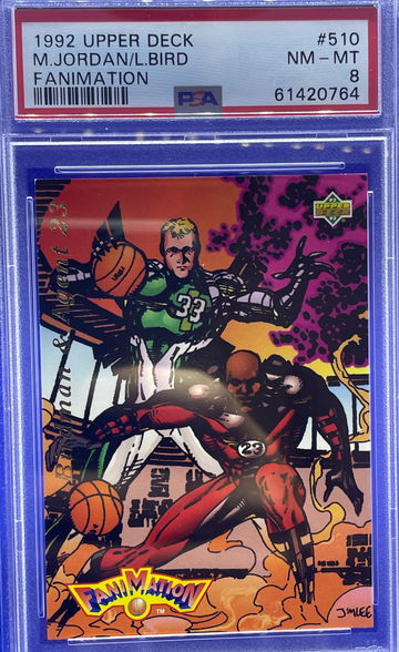 1992 Upper Deck Fanimation Michael Jordan & Larry Bird #510 PSA 8 NM-MT Insert