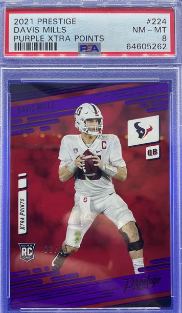 2021 Panini Prestige Xtra Points Purple 2/15 Davis Mills PSA 8 NM-MT Rookie RC