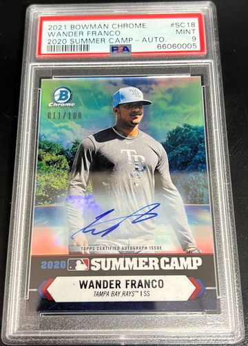 Wander Franco 2021 Bowman Chrome Summer Camp Refractor Auto /100 PSA 9