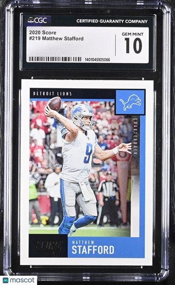 2020 Score Matthew Stafford #219 CGC 10