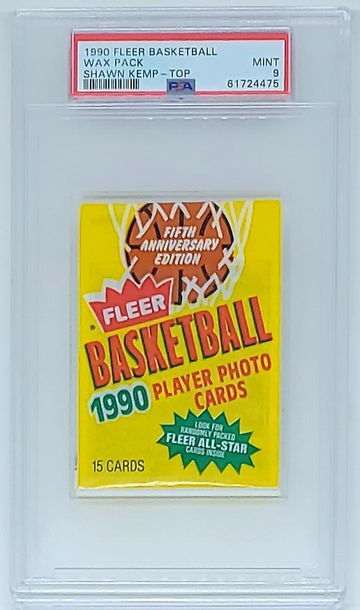 1990 FLEER BASKETBALL WAX PACK SHAWN KEMP RC TOP PSA 9 MINT RARE POP 16 NEW CASE