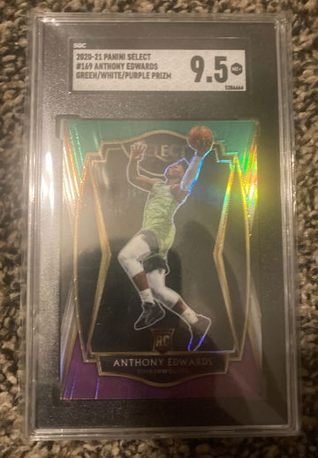 2020-21 Panini Select Anthony Edwards Green/White/Purple Prizm SGC 9.5