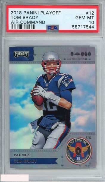 2018 PANINI PLAYOFF AIR COMMAND TOM BRADY #12 NEW ENGLAND PATRIOTS PSA 10 GEM MT