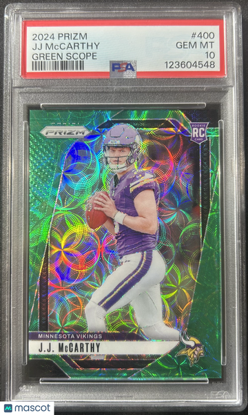 2024 Panini Prizm JJ Mccarthy #400 Green Scope PSA 10
