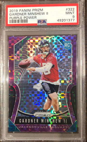 2019 Panini Prizm #322 Gardner Minshew Purple Power /49 RC Rookie PSA 9 Mint Jags