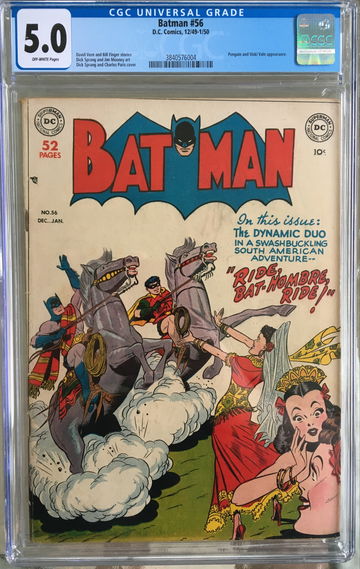 Batman #56 (1949) CGC 5.0; Penguin & Vicki Vale apps; Bill Finger & Dick Sprang