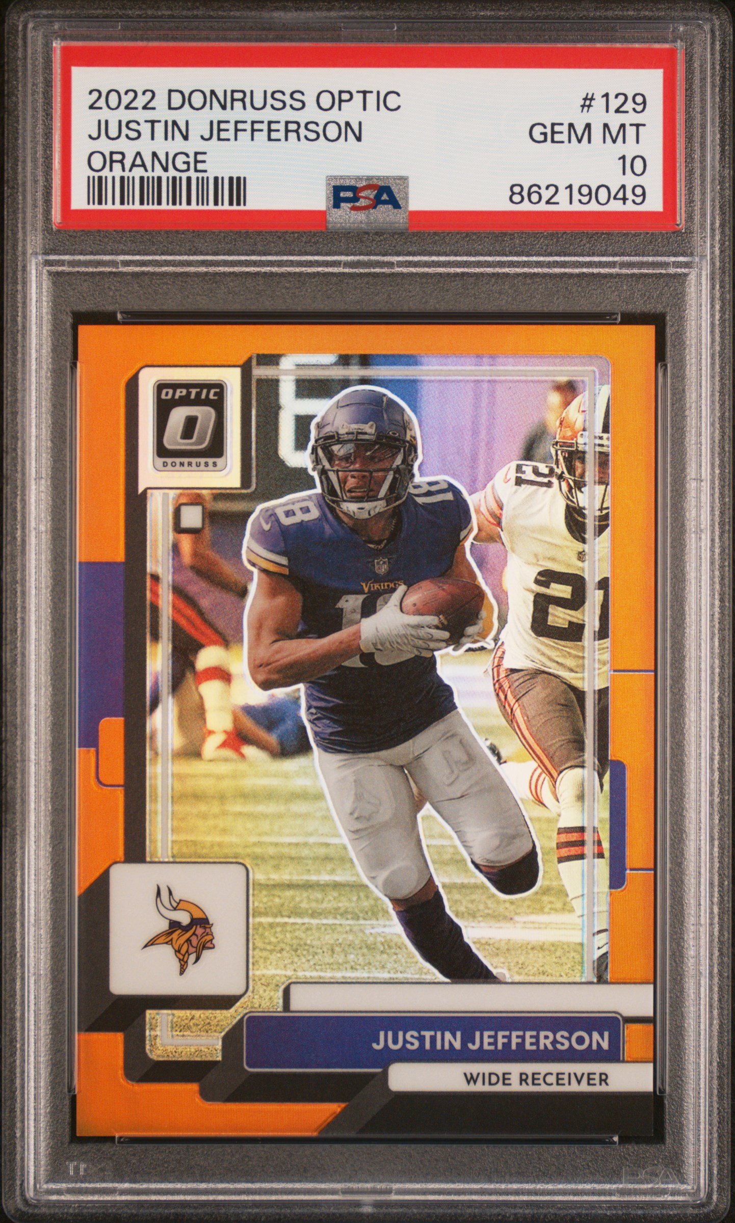 Justin Jefferson 2022 Panini Donruss Optic #129 Orange Holo /199 PSA 10