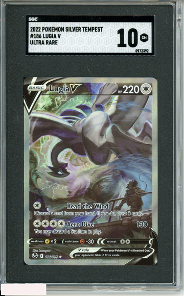 2022 POKEMON SILVER TEMPEST LUGIA V #186 ULTRA RARE SGC 10 GEM MINT