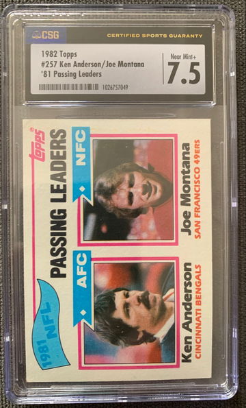 1982 Topps Passing Leader Joe Montana CSG 7.7 NM+