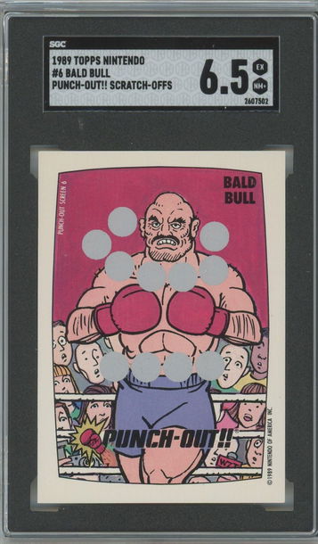 1989 Topps Nintendo Bald Bull Punch Out Scratch-Off Game #6 SGC 6.5