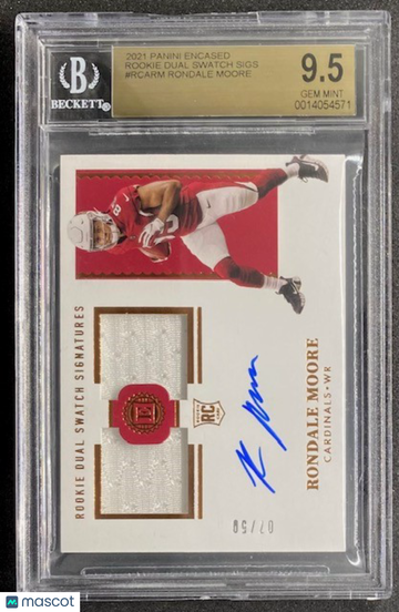 Rondale Moore 2021 Encased Rookie Dual Swatch Signatures /50 RC BGS 9.5/Auto 10