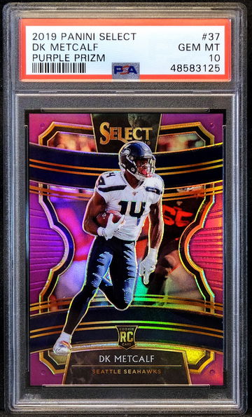 2019 DK METCALF ROOKIE RC 🔥 Select Concourse PURPLE Prizm #/75 🔥 PSA 10 POP 2