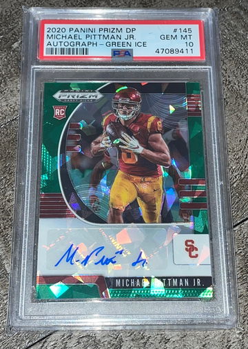 2020 Panini Prizm DP Michael Pittman Jr Green Ice Auto #11/18 PSA 10 POP 1