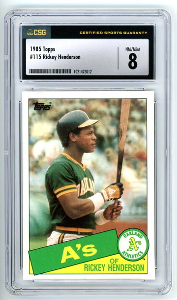 1985 Topps Rickey Henderson #115 CSG 8 NM-MT 
