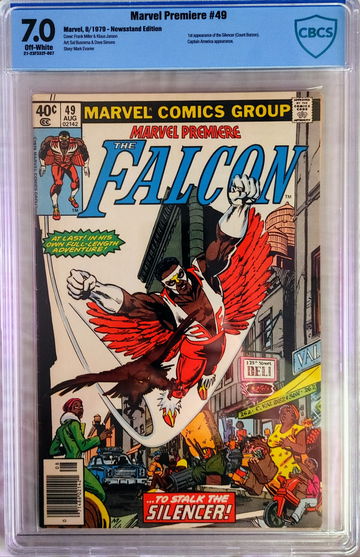 MARVEL PREMIERE FALCON CBCS #49 KEY FIRST SILENCER APPEARANCE.