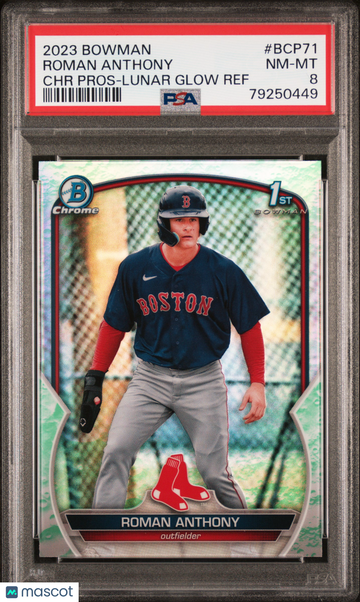 2023 Bowman Chrome Prospects Roman Anthony #BCP71 Lunar Glow Ref PSA 8