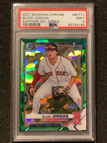 2021 Bowman Chrome Blaze Jordan Sapphire Green Refractor PSA 9