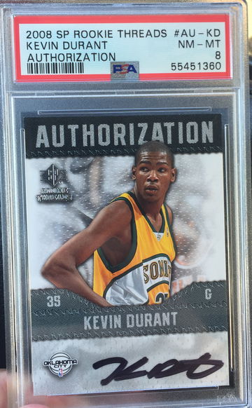 Kevin Durant 2008 SP Rookie Threads Auto PSA 8