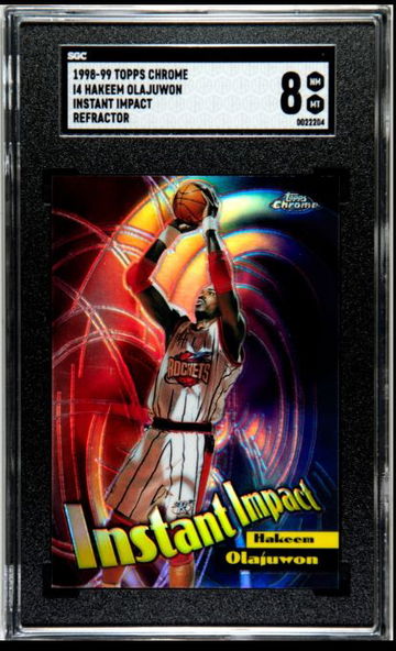 1998 Topps Chrome Hakeem Olajuwon #I4 instant impact refractor SGC 8