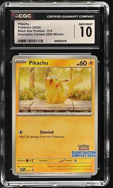 2025 Pokemon Black Star Promo Illustration Contest Winner Pikachu #214 CGC 10