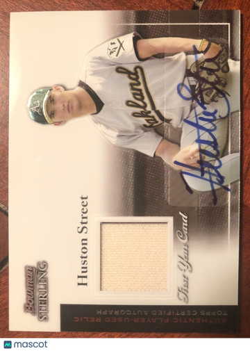 Huston Street 2004 Bowman Sterling Player-Used Relic AUTO #BS-HS Oakland A's