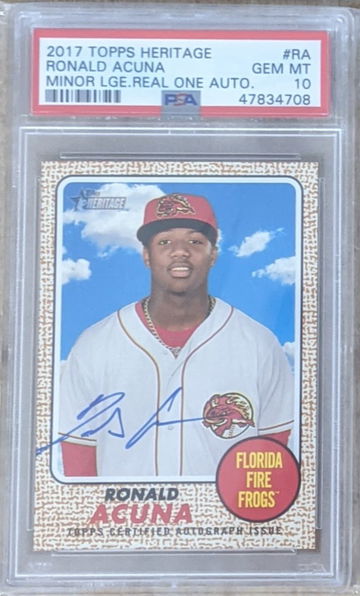 2017 Topps Heritage Minor Leagues Ronald Acuna Jr. #RA Rookie Real One Auto Autograph PSA RC Prospect Atlanta Braves