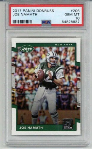 2017 PANINI DONRUSS #206 JOE NAMATH CARD NEW YORK JETS PSA 10 LOW POP RARE
