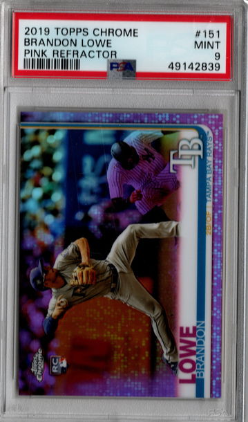 2019 Topps Chrome Brandon Lowe Pink Refractor PSA 9
