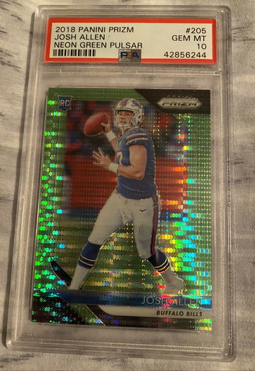 2018 Panini Prizm Josh Allen Neon Green Pulsar PSA 10 Gem-Mint