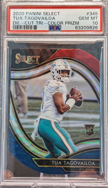 2020 Panini Select Tua Tagovailoa Field Level Tri-Color Die Cut PSA 10 Pop 1