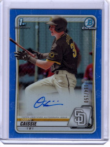 Owen Caissie BLUE REFRACTOR AUTO 2020 Bowman Draft 94/150 #CDAOC 1st Cubs  Padres