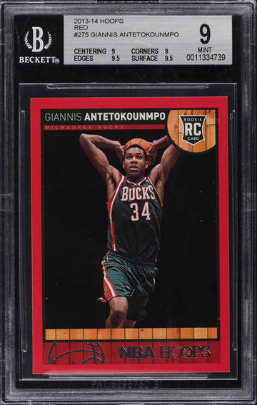2013 HOOPS RED GIANNIS ANTETOKOUNMPO ROOKIE RC #275 BGS 9 (Pop: 15, 9 higher)