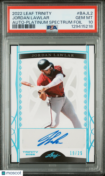 2022 Leaf Trinity Autograph Jordan Lawlar #BAJL2 Platinum Spectrum Foil /25 PSA 10