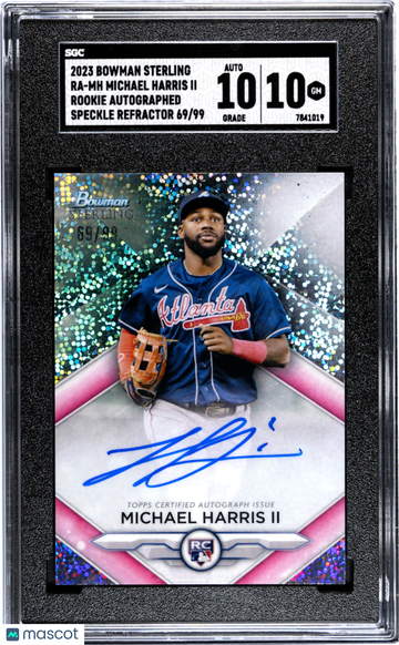 2023 Bowman Sterling Michael Harris II #RA-MH RK. Autograph Speckle Refractor SGC 10 Auto 10
