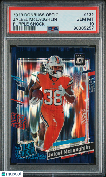 2023 Panini Donruss Optic Jaleel Mclaughlin #232 Purple Shock PSA 10