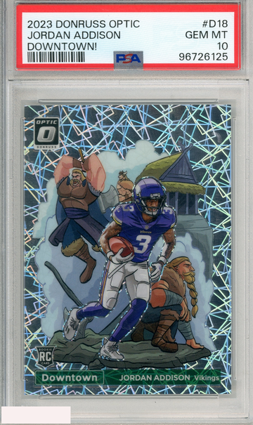2023 PANINI DONRUSS OPTIC DOWNTOWN! JORDAN ADDISON #D18 PSA 10 GEM MT RC