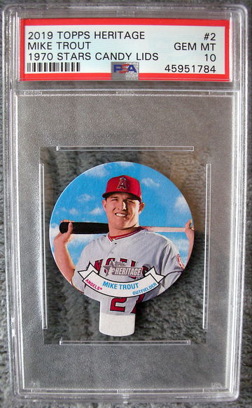 Mike Trout 2019 Topps Heritage Candy Lid PSA 10