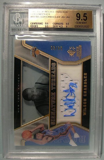 2007-08 SP ROOKIE THREADS GOLD ROOKIES #66 WILSON CHANDLER AUTO 04/50 BGS 9.5 GEM MINT