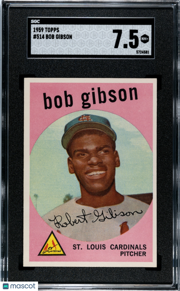 1959 TOPPS #514 BOB GIBSON ROOKIE, HIGH # SGC 7.5 SHARP CORNERS great eye appeal