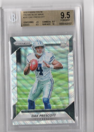 2016 Dak Prescott Panini /149 Blue Wave Prizm #231 BGS 9.5 GEM MINT Rookie Card RC Dallas Cowboys