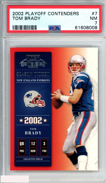 2002 PLAYOFF CONTENDERS TOM BRADY #7 NEW ENGLAND PATRIOTS PSA 7 NM